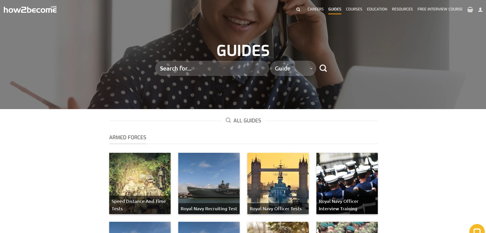 How2Become guides Page Implementation Screenshot